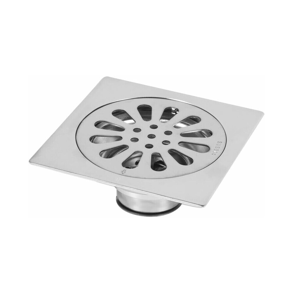 Thick Stainless Steel Floor Drain Anti-Odor Square Bathroom Shower Drain 100 * 100mm