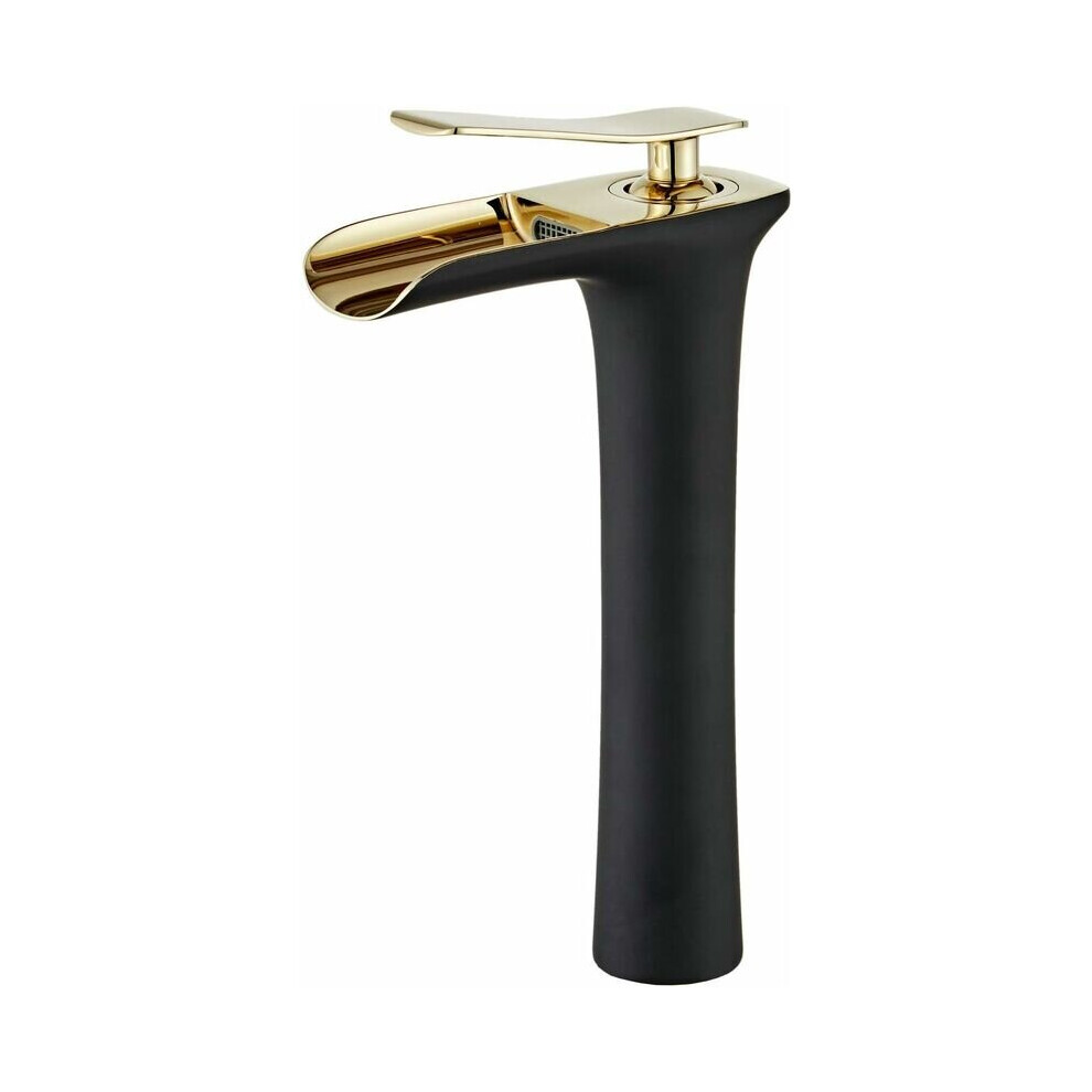 High Waterfall Faucet Sink Basin Faucet Black Lacquer Gold Chrome Hot and Cold Bronze Basin