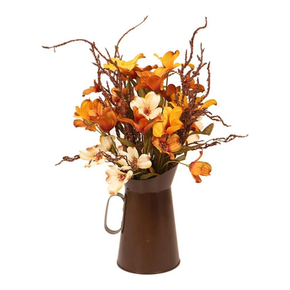 Artificial fall flowers with bucket, European silk leaf design