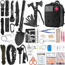 Emergency Survival Kit , Multi-Tool Survival Gear Kit, Tactical Pouch Outdoor Gear Emergency Trauma Bag for Hiking Camping Hunting Adventures