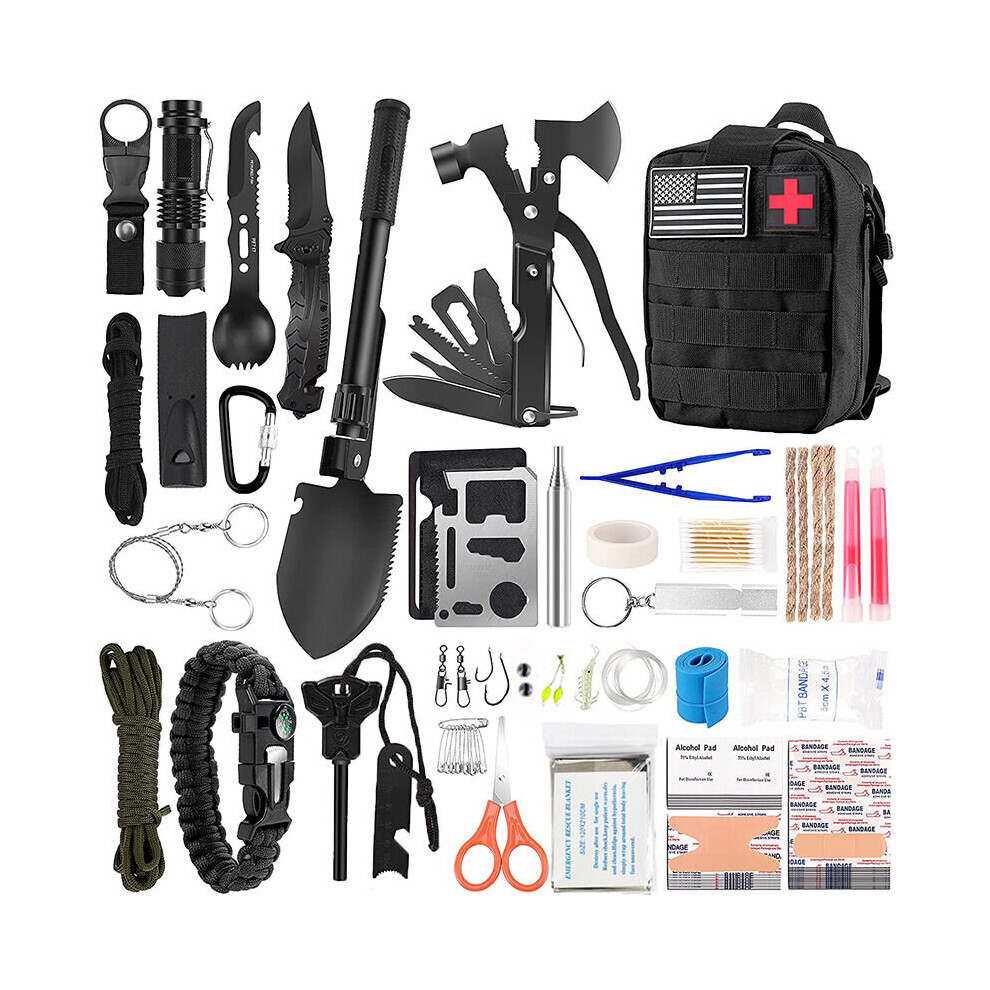Emergency Survival Kit , Multi-Tool Survival Gear Kit, Tactical Pouch Outdoor Gear Emergency Trauma Bag for Hiking Camping Hunting Adventures