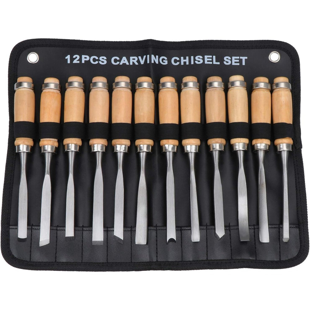 Wood Carving Hand Chisel Set, Woodworking Gouges Tool 12 in 1