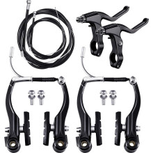 Complete set of bicycle brakes, bicycle front and rear black