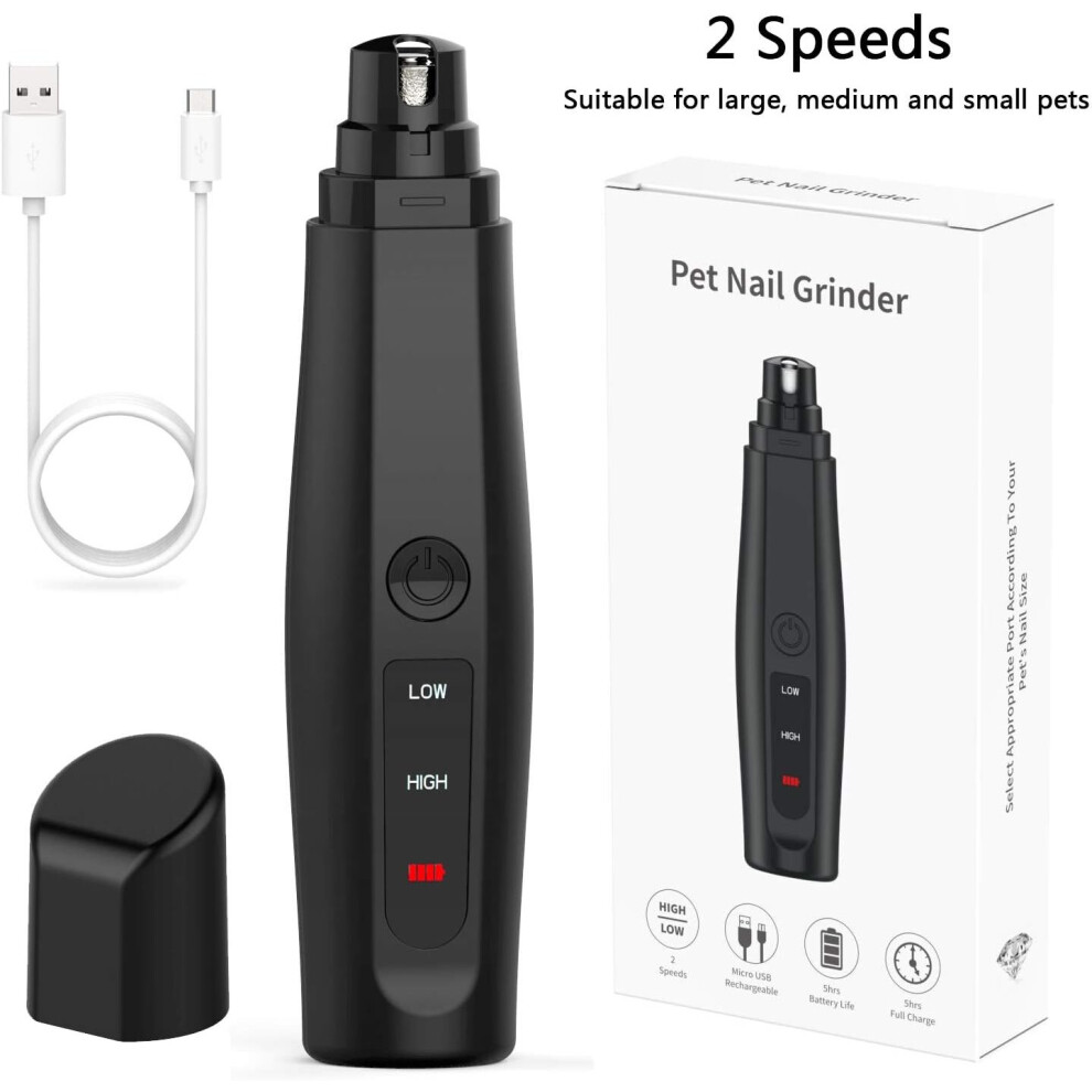 Nail Grinder for Dogs and Cats Small/Medium/Large, Quiet and Safe Powerful Motor Smooth Cutting Two Speeds USB Rechargeable Dog & Cat Nail Scissors