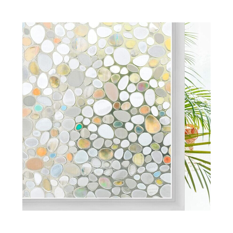 3D Decorative Window Film Privacy Film Self Adhesive Window Door Static Cling Vinyl Anti-UV Pebble Pattern 44.5 x 200cm