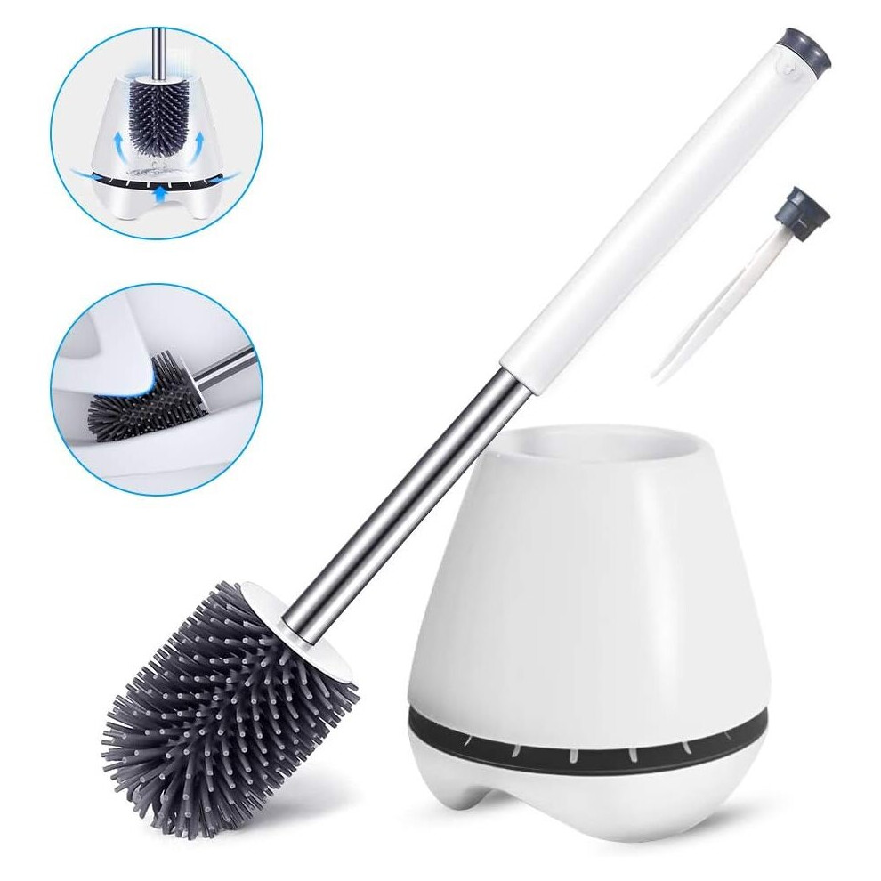 Silicone Toilet Brush, Toilet Brush with Quick Dry Holder Hidden Tweezer Silicone Toilet Brush for Bathroom or Guest Toilet