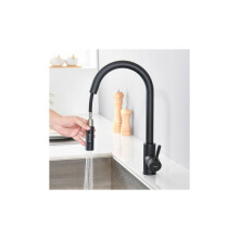 Lonheo Kitchen Faucet with Pull-Out Spray Matte Black 360 Rotatable Stainless Steel Sink Kitchen Mixer Tap 2 Functions Kitchen Mixer Tap