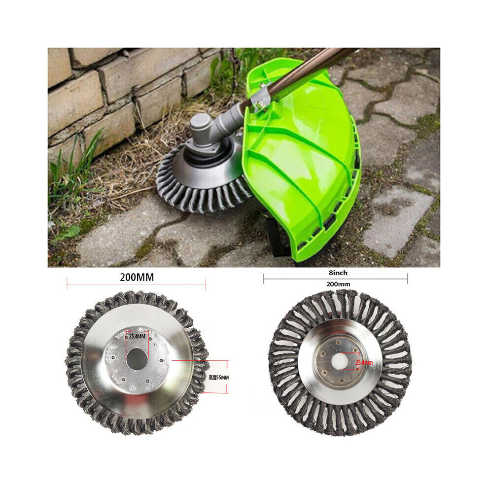 Grass Trimmer Brush Cutter 200mm Diameter Wire Brush Brush Cutter Can effectively remove weeds and with 4pcs adapters