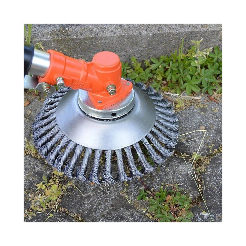 150Mm Steel Wire Wheel Garden Weed Brush Lawn Mower Grass Eater Trimmer Brush Cutter Tools Garden Weed Trimmer Head Weed Brush 9357228966818
