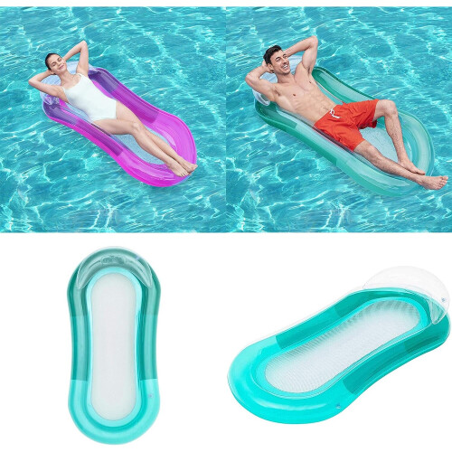 Giant Pool Bed Inflatable Pool Float Summer Fun Floating Swimming for Kids and Adults(Red/Blue