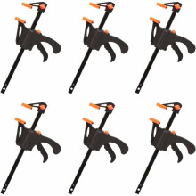 6-Pack 4-Inch F-Style Bar Clamps with Quick-Release Ratchet for Woodworking & Crafts