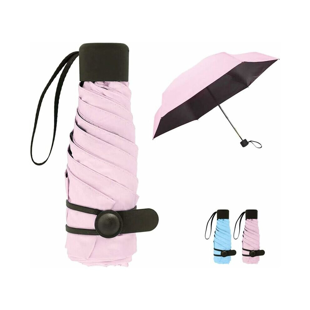 Folding Umbrella Anti UV Travel Umbrella Mini Parasol Umbrella for Women Girls Kids Outdoor Activities UPF50+ (Pink)