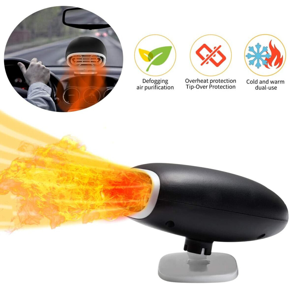 Car Heater Fan 12V, Winter Car Heater With Portable Purification Windshield Defogger Defroster Fan With Fast Heating, Low Noise, 360 Rotation 9357228963879
