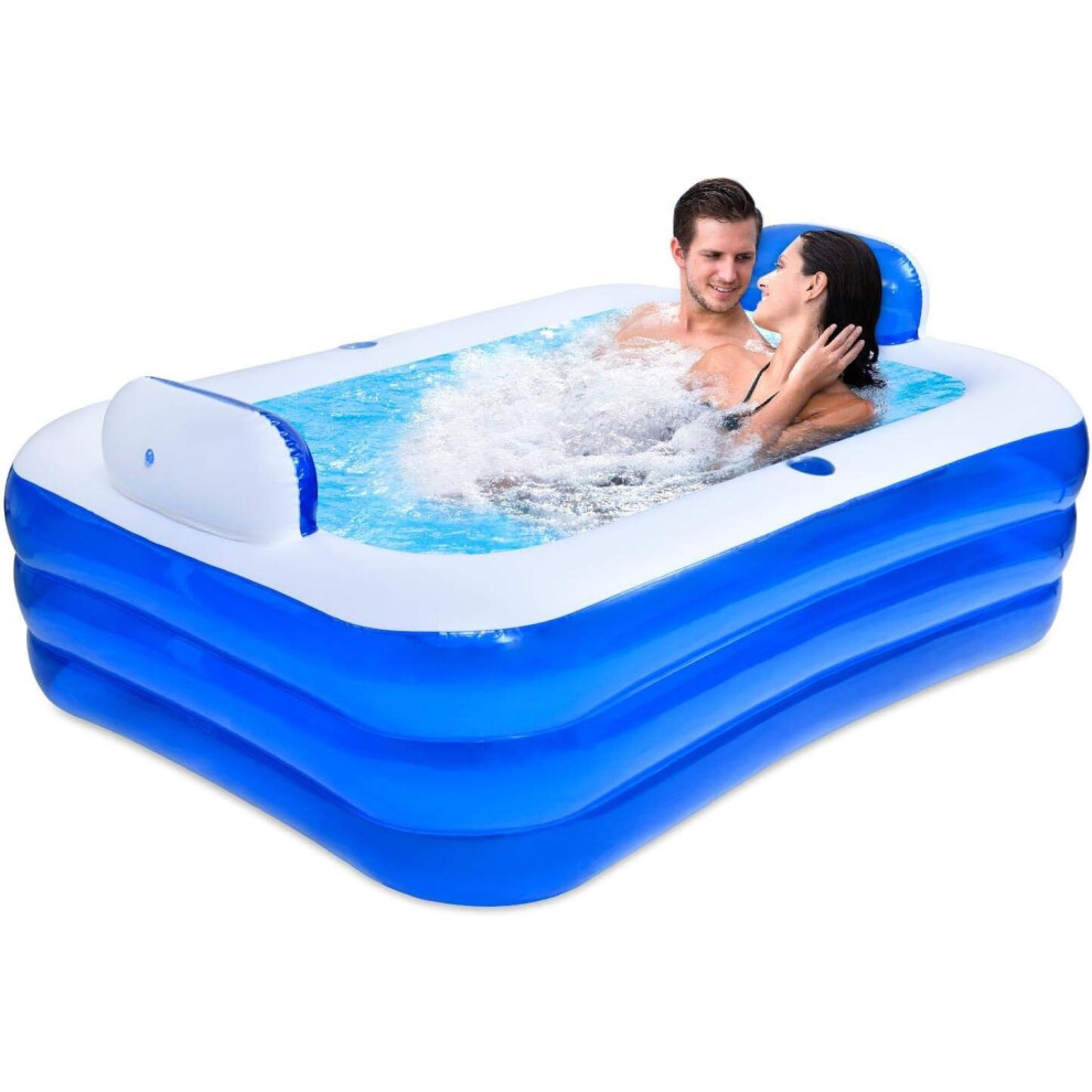 Inflatable Pool - Thickened Rectangular Inflatable Pool, Full Size for Kids and Adults, for Family, Garden, Outdoor, Backyard