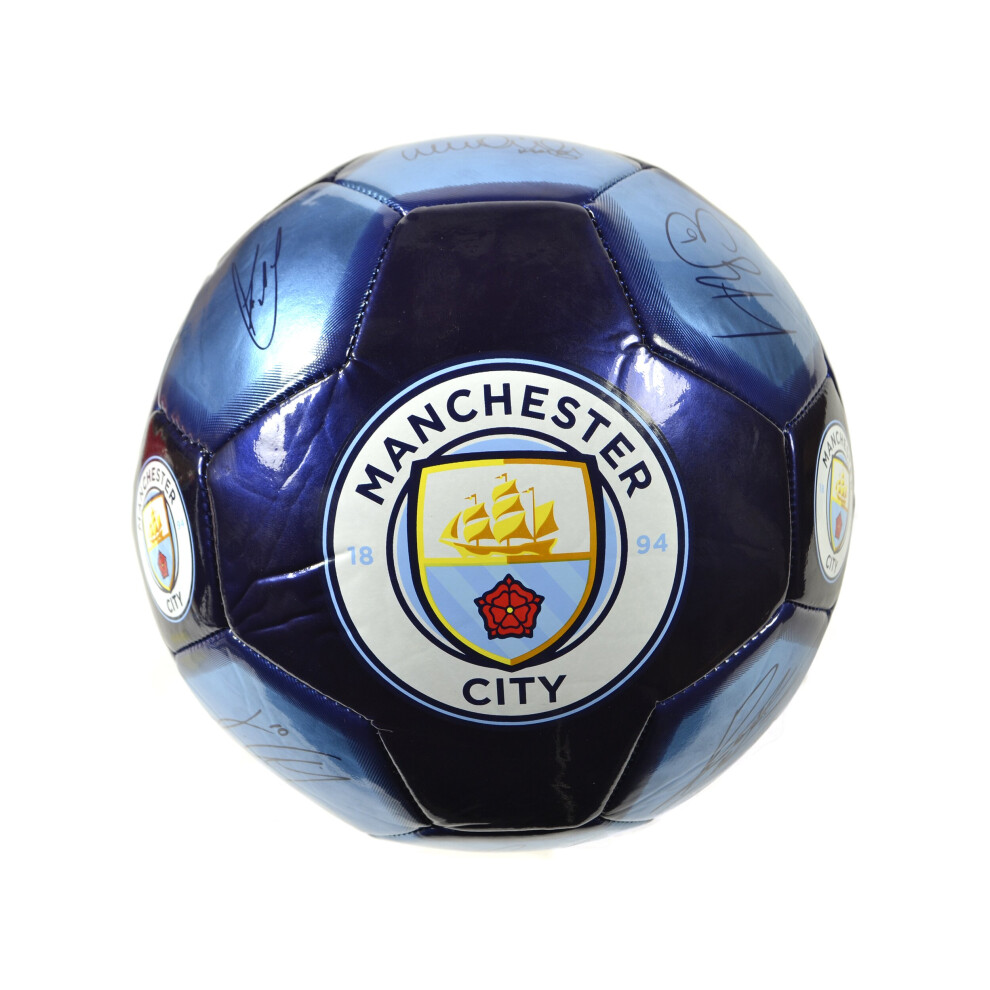 Manchester City Fc Signature Ball Size 5 Navy Sky Blue