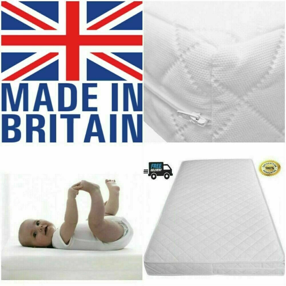 (80 x 42 x 5) Extra Thick Baby Crib Mattress Zipped Cover UK