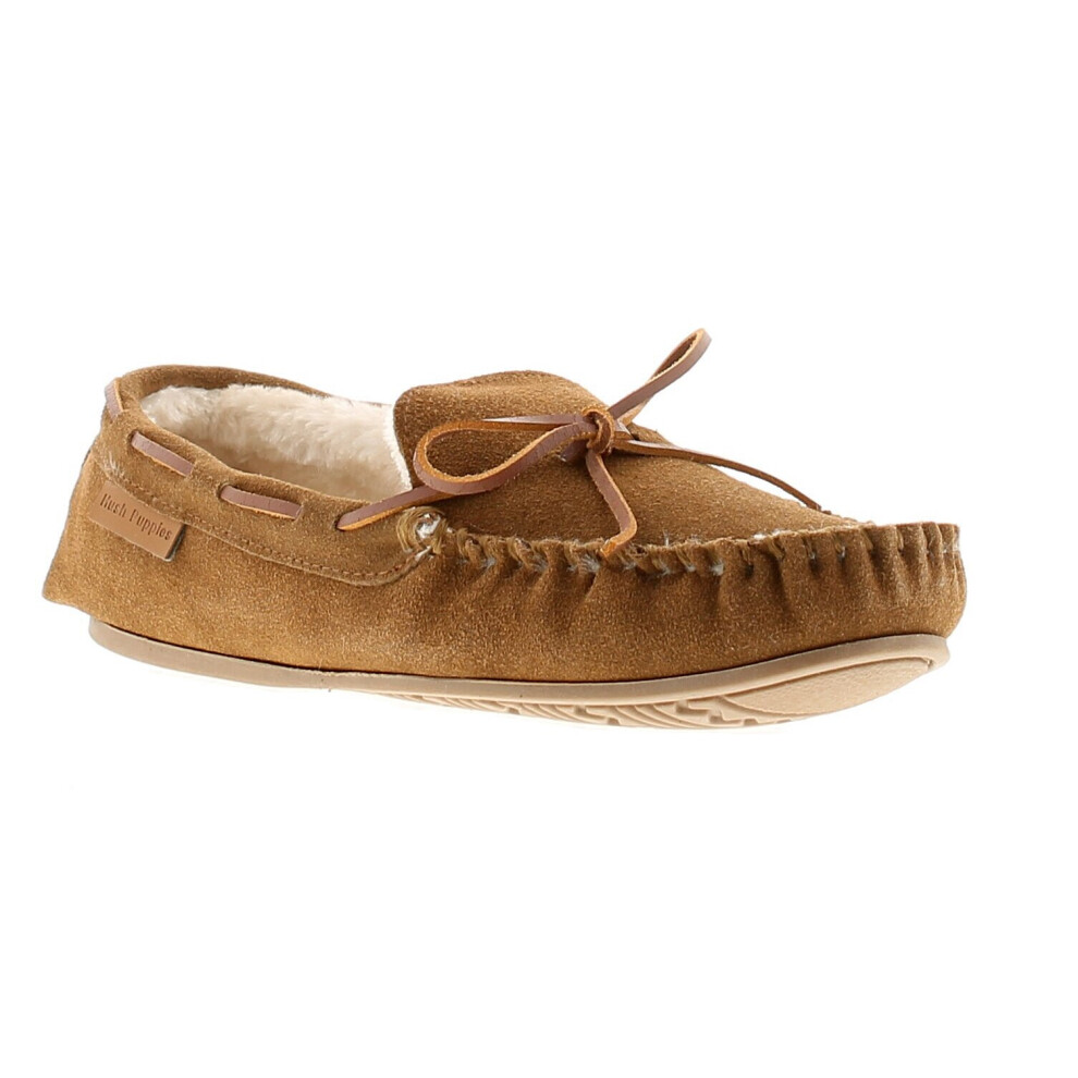 (6 (Adults')) Hush Puppies allie leather womens ladies full slippers tan