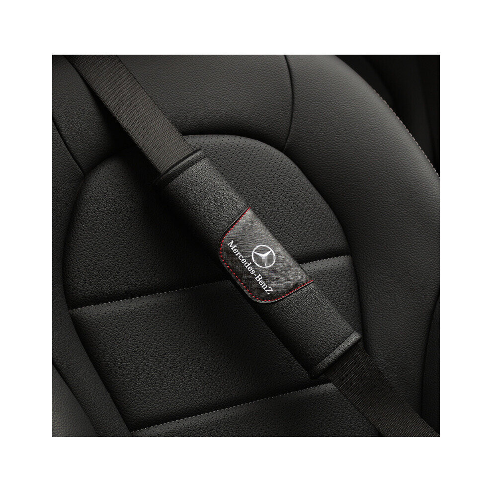 2Pcs Mercedes-Benz Mircrofiber Leather Seat Belt Shoulder Pad Black 4754135863837