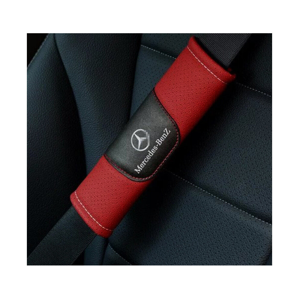 2Pcs Audi S-Line Mircrofiber Leather Seat Belt Shoulder Pad Black 4754135863851
