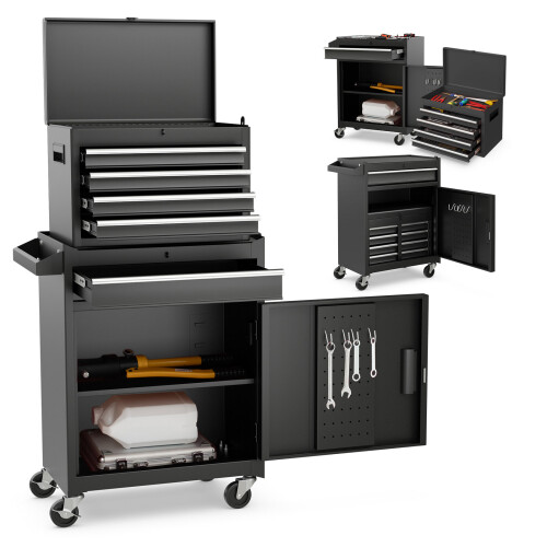 Costway 5-Drawer Rolling Tool Chest Tool Storage Cabinet w/ Lockable Wheels