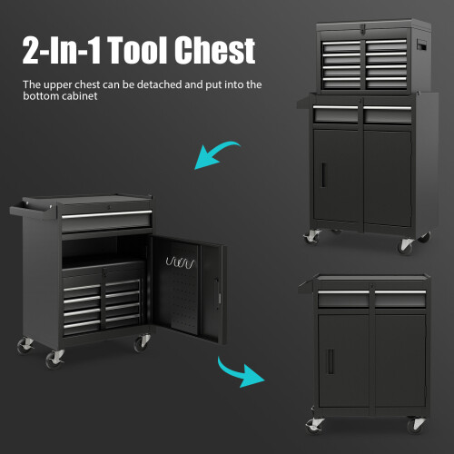 Costway 5-Drawer Rolling Tool Chest Tool Storage Cabinet w/ Lockable Wheels 2