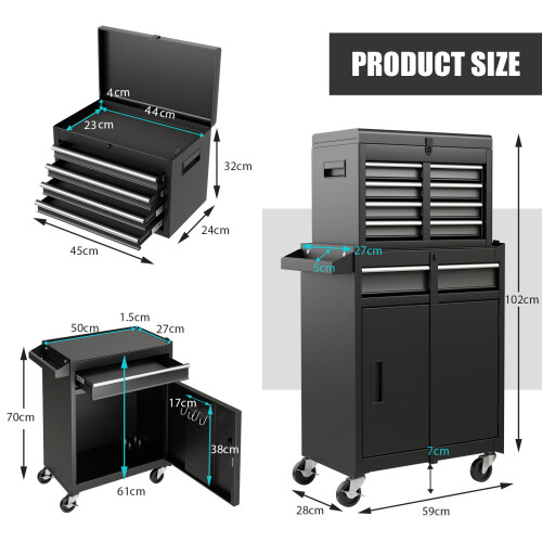 Costway 5-Drawer Rolling Tool Chest Tool Storage Cabinet w/ Lockable Wheels 1