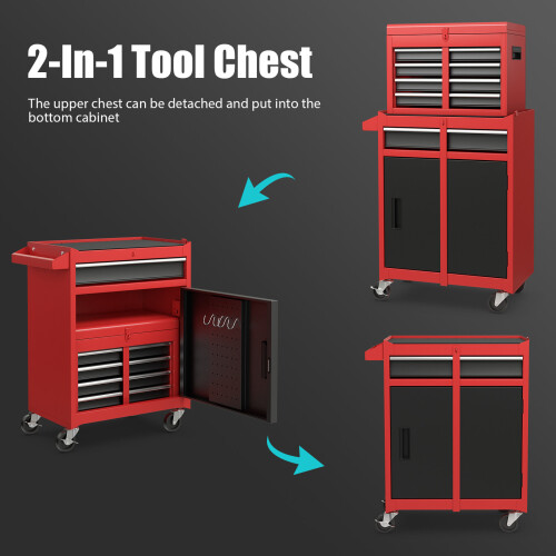 Costway 5-Drawer Rolling Tool Chest Tool Storage Cabinet w/ Lockable Wheels 1