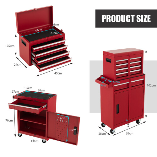 Costway 5-Drawer Rolling Tool Chest Tool Storage Cabinet w/ Lockable Wheels 1