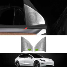 Car Accessories For Model Y 2021 Silver Steel A Pillar Triangle Speaker Cover Trim Auto Parts