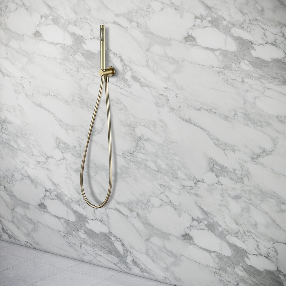 Wall Mounted Modern Brushed Gold Brass Shower Handset with Holder Hose