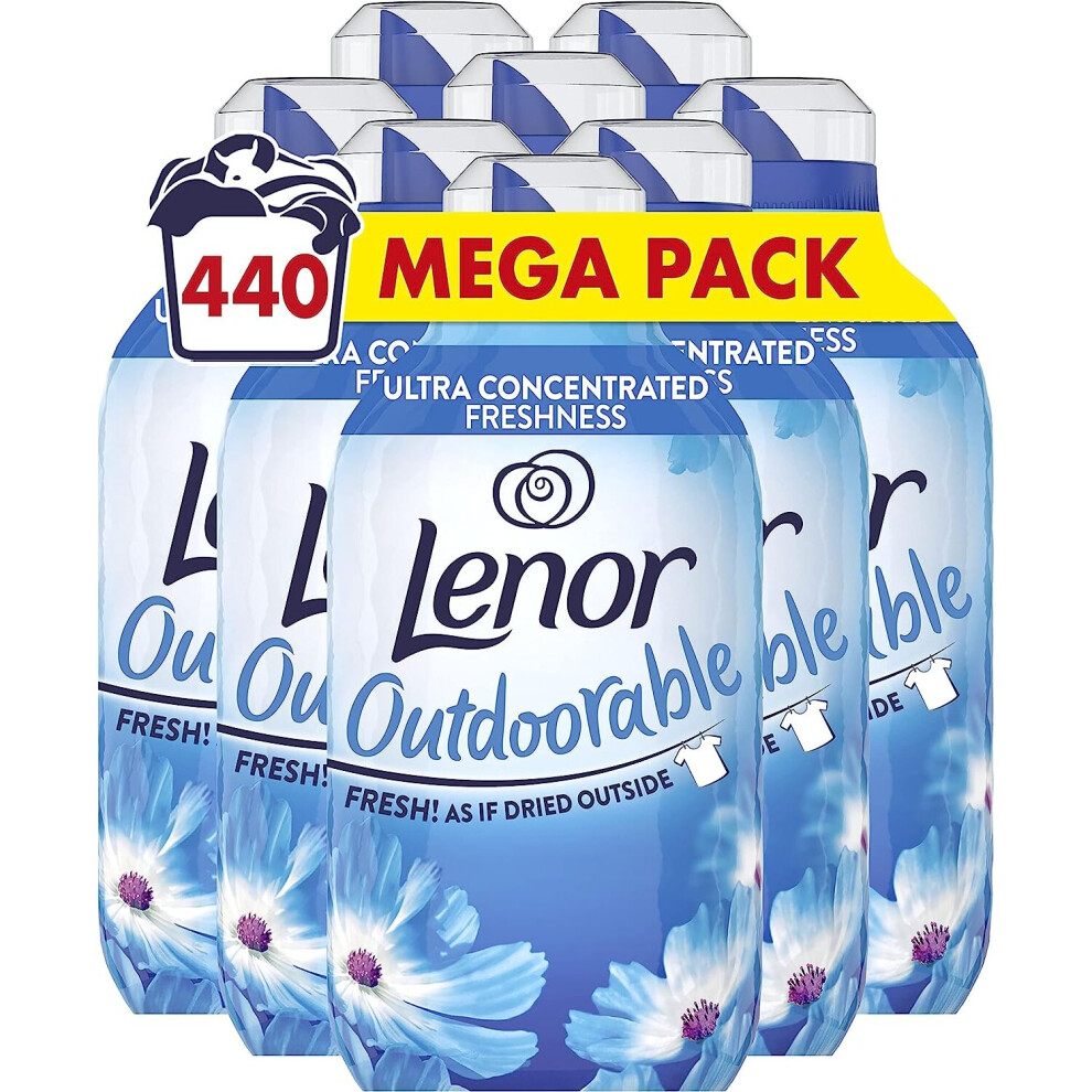 Lenor Outdoorable Fabric Conditioner, 440 Washes, 6.16 L (770 ml x 8), Ultra Concentrated Fabric Softener, Outside Freshness Even When Drying Inside