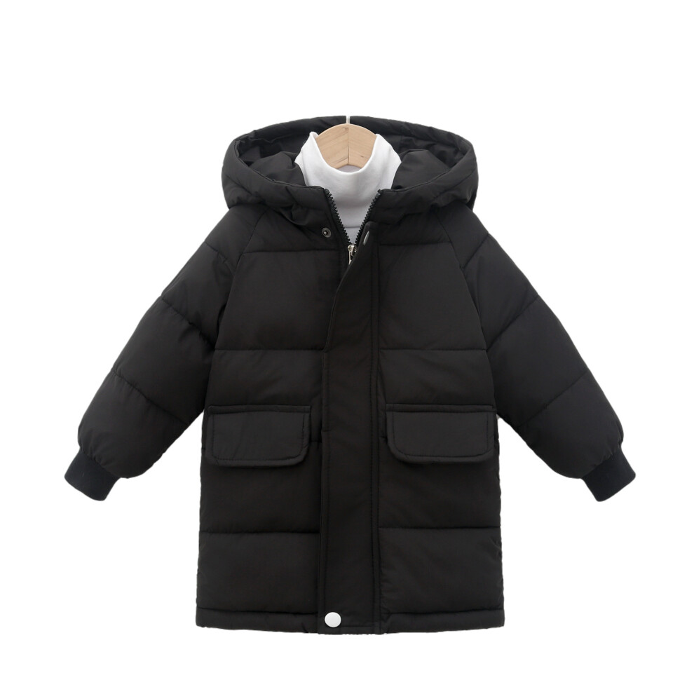 (Black, 3-4 Years) Girls Kids Coat Winter Warm Hooded Parka Jacket