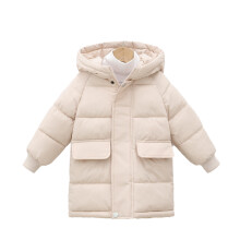 (Beige, 5-6 Years) Girls Kids Coat Winter Warm Hooded Parka Jacket