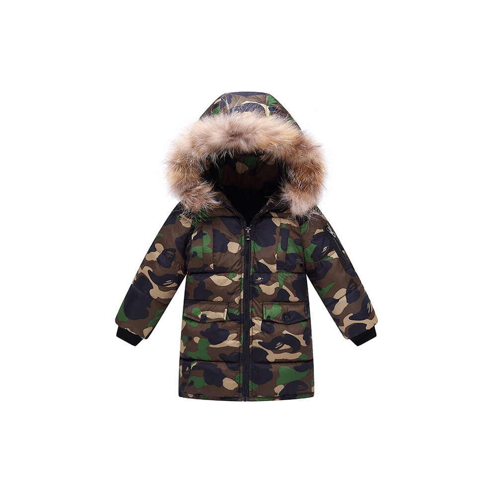 (Camouflage, 5-6 Years) Boys Kids Winter Padded Coat Jacket Fur Hooded UK