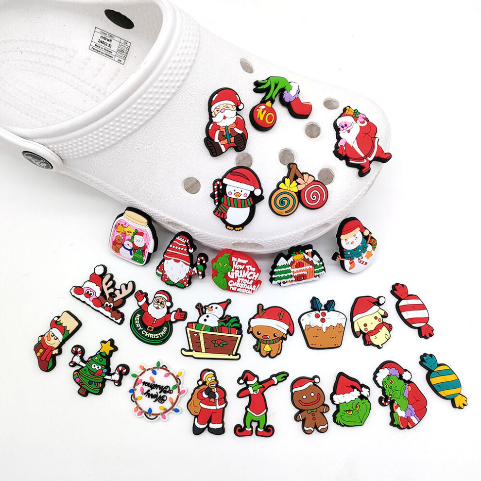 20PCS Christmas Grinch Croc Shoes Charm Cartoon Charm Accessories