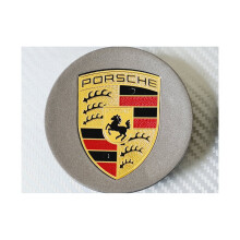 4pcs Porsche 65mm Grey Wheel Centre Caps - Non-original Replacement Part, ABS/Aluminium, Weatherproof, Fits Most Models