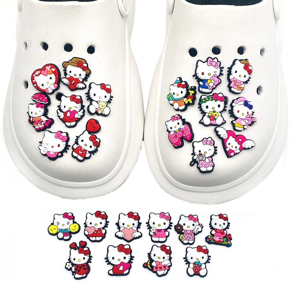 10PCS HelloKitty Croc Shoes Charm Cute Cartoon Charm Accessories Decor