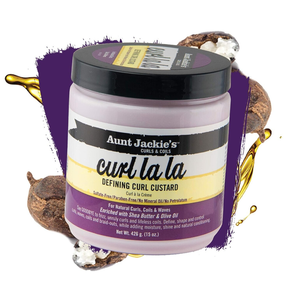 Aunt Jackie Aunt Jackie's Curls And Coils Curl La La Defining Curl Custard For Natural Hair Curls, Coils And Waves Enriched With Shea Butter And Olive Oil, 18 Oz