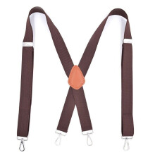 (Coffee) 1Pc Men's Work Suspenders Swivel Hooks Clip-Ends