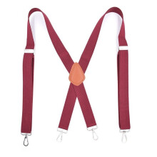 (Red) 1Pc Men's Work Suspenders Swivel Hooks Clip-Ends