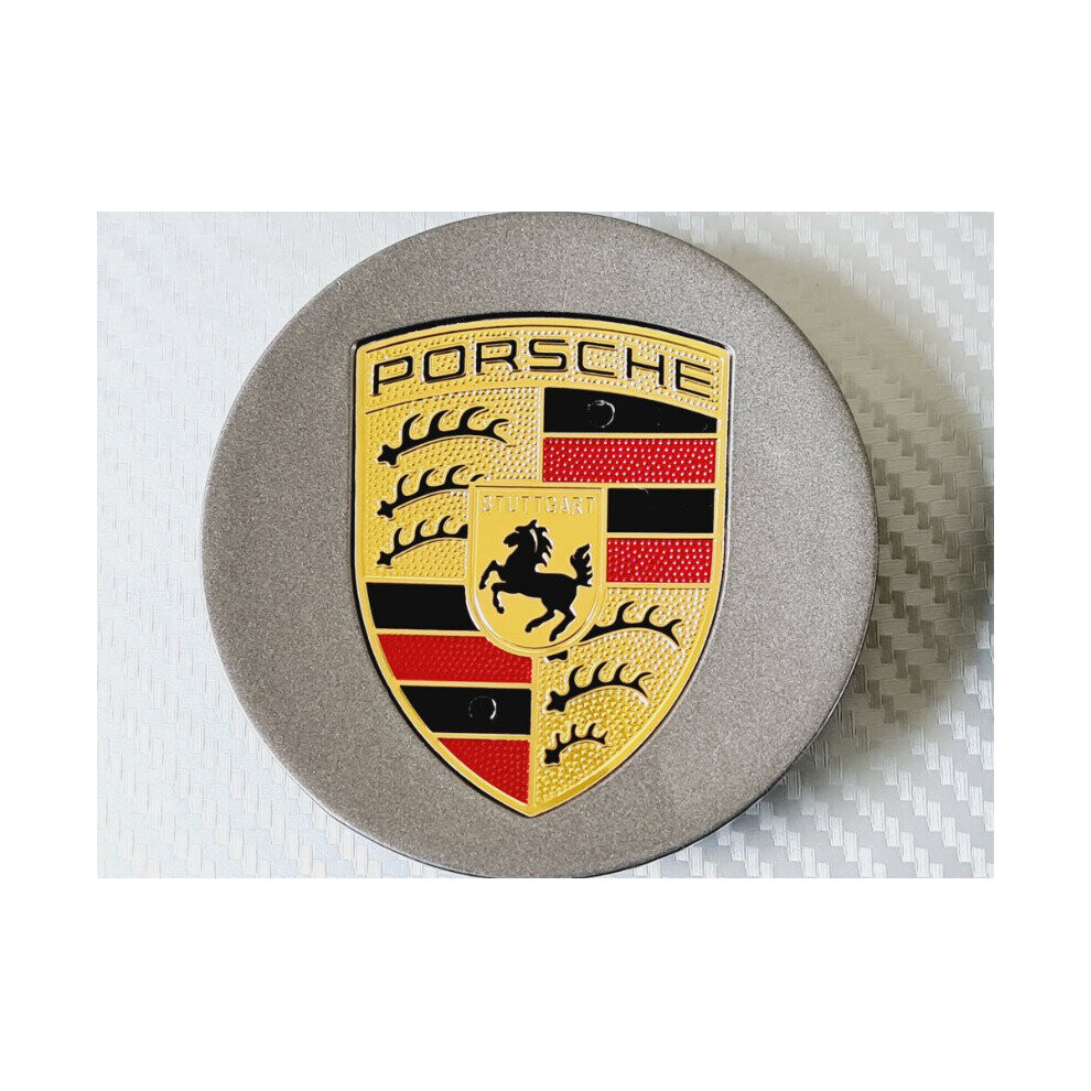 Paktoo 4Pcs Porsche Wheel Centre Caps Badge Emblem 76Mm Grey