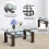 Costway Glass Coffee Tea Table Rectangular Modern Side Table with Open Shelves 7