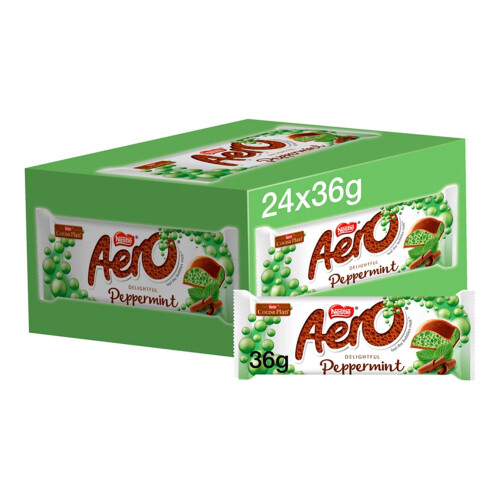 Aero Aero Bubbly Peppermint Mint Chocolate Bar 36g, 48 Pack 1
