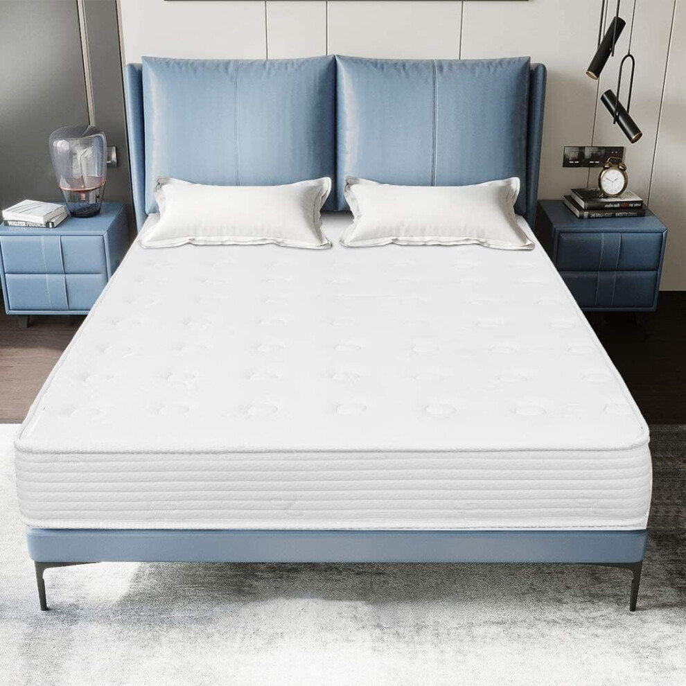 (Small Double 120x190x20 cm) KONO Mattress Pocket Spring Mattress with Memory Foam Medium Firm Mattress Breathable Fabric Fire Resistant 8in Deep