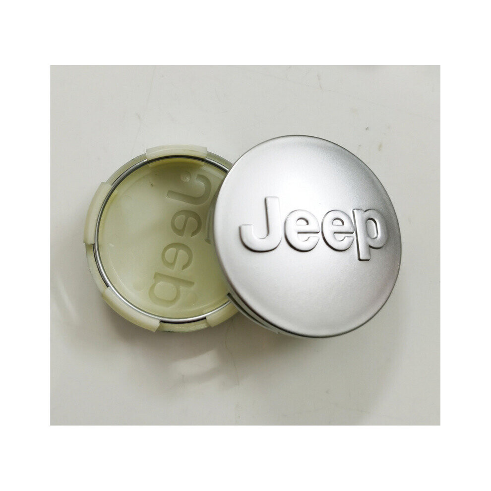 4pcs Jeep Gloss Silver Alloy Wheel Center Caps 64mm