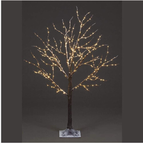 Snowtime 90cm Copper Wire Frosted Brown Twig Tree Warm White LEDs