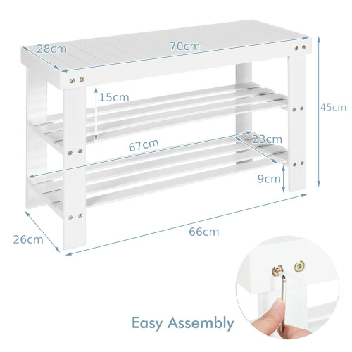 Casart 3- Tier Shoe Bench Shelf Bamboo Shoe Rack Entryway Bench Stand Display 1