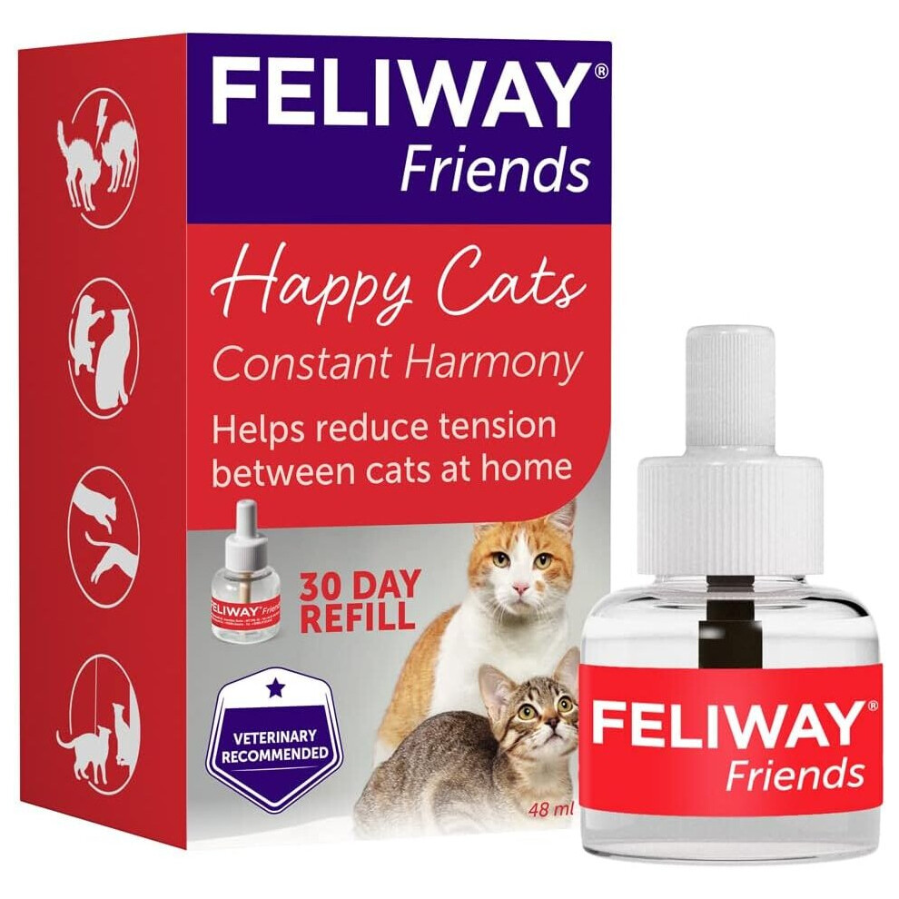 Feliway Friends 30 Day Refill, Helps To Reduce Conflict In Multi-Cat Households, Helping Cats Get Along Better - 48Ml