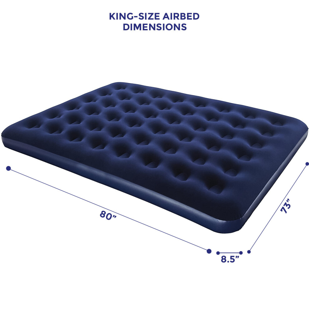 (KING SIZE) Bestway Double Single Flocked Camping Airbed Inflatable Mattress Blow Up Air Bed Pump