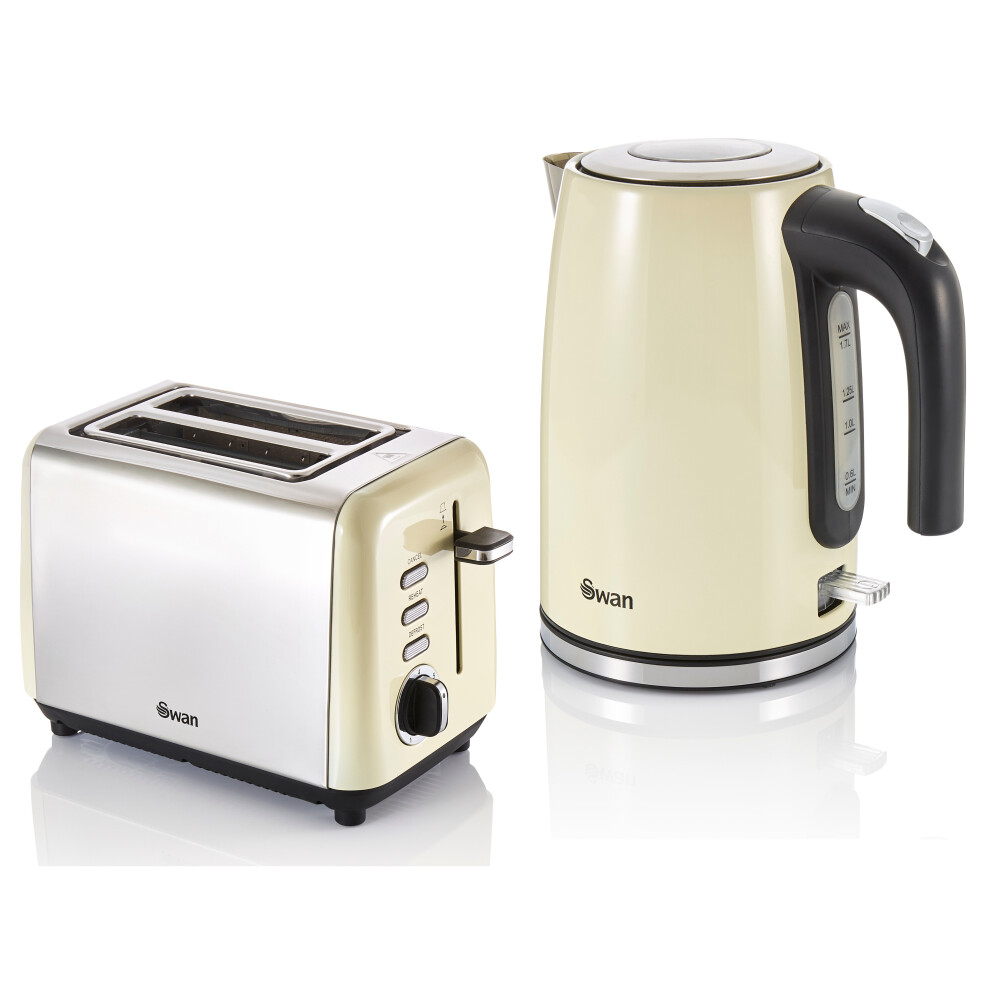 Swan Townhouse Cream 1.7L Jug Kettle & 2 Slice Toaster Matching Set